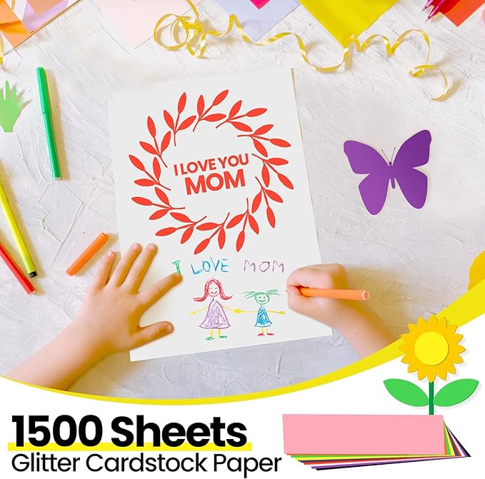 Fuutreo 1500 Sheets Construction Paper Bulk, 11.4'' x 7.9'' Lightweight Art Supplies Assorted Colors Construction Paper for Drawing Decor, DIY Craft, Office Printing, 10 Colors