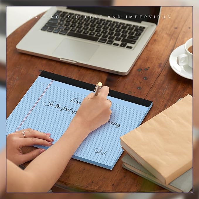 AILZFEI 3 Pack Wide Legal Pads 11" x 9.5" (Landscape Format) Blue College Ruled Note Pad Narrow Ruled 30 Sheets per Notepad Perforated Writing Paper with Thick Backboard Horizontal Pads of Paper