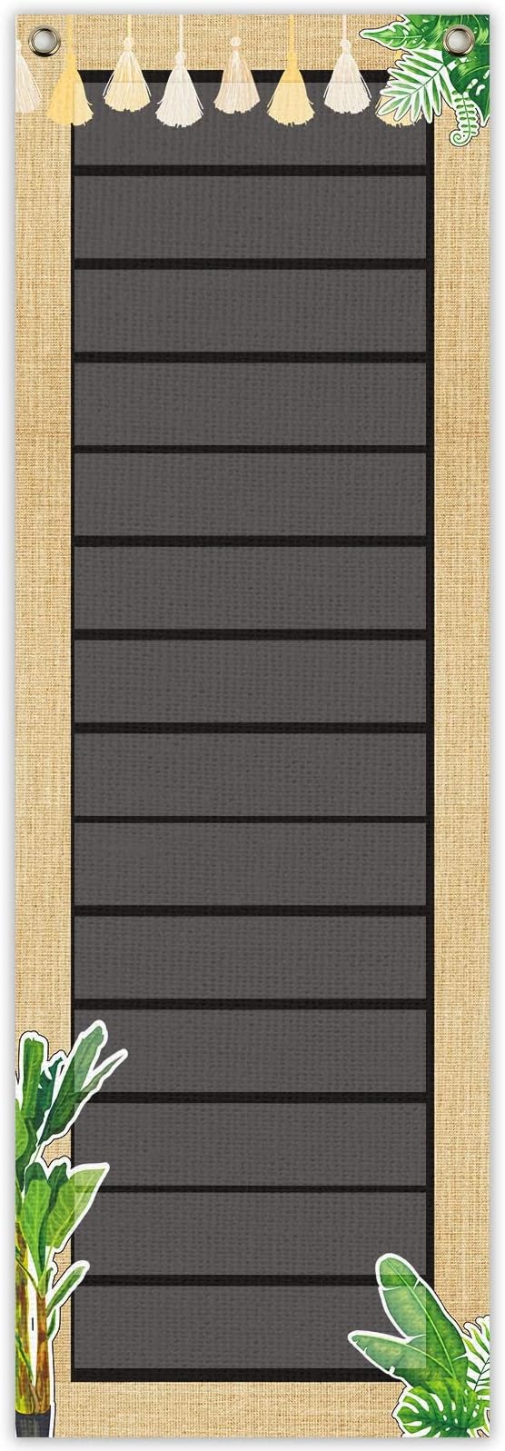Tevxj Eucalyptus Daily Schedule Pocket Chart for Classroom 39 * 13 inch, Back to School Greenery Teacher Hanging Pocket Chart with 14 Pockets Schedule Pocket Chart School Home Decor Learning Supplies