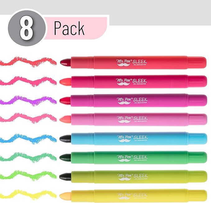 Mr. Pen- No Bleed Gel Highlighters, Vintage Colors, 8 Pack, Bible Highlighters and Pens No Bleed, Bible Markers for Study, Journaling, School Supplies and Accessories