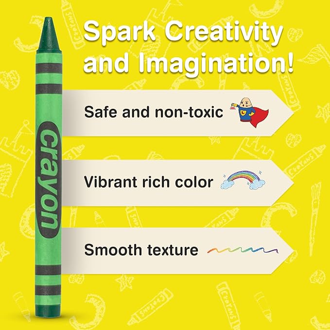 Green Crayons Bulk - 80 Count Regular Size Single Color Crayon Refill, Non-Toxic Art Supplies for Teachers, Classrooms and School Projects