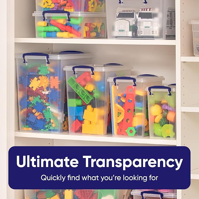 Superio Storage Bins with Lids- Clear Boxes for Organizing, Stackable Plastic Containers- BPA Free, Non-Toxic, Odor Free, Organizer for Home, Office, Dorm, 14.25 Qt, 3 Pack