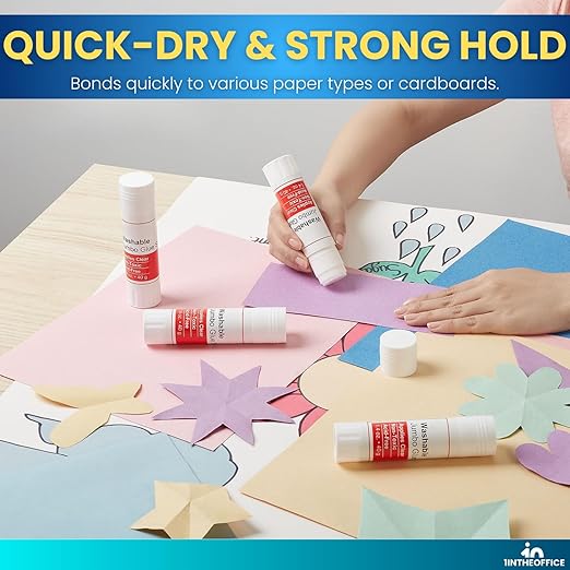 1InTheOffice Jumbo Glue Sticks, Kids Glue Sticks, School Glue Sticks, 1.4oz, Washable, 6 Pack