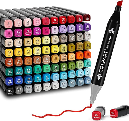 colpart 80 Colors Alcohol Markers Dual Tip Art Marker Pens for Adult Coloring Painting Supplies Perfect for Painting, Coloring, Sketching and Drawing Christmas Gift Ideas