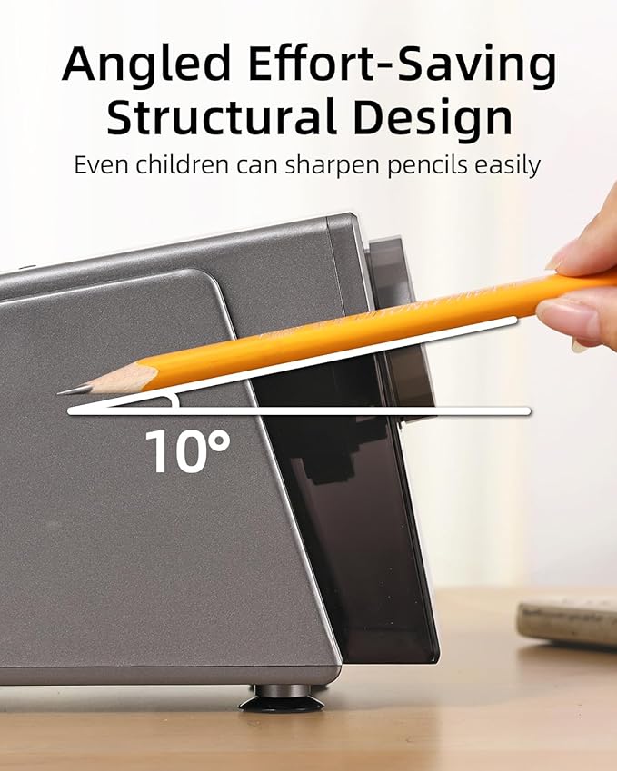 ZMOL Electric Pencil Sharpener for Classroom, Heavy Duty，6 Holes, Stronger Helical Blade, Auto Stop, Plug in, Suitable for 6-12mm No.2/Colored Pencils, Teachers,School & Home Silver US Plug Only