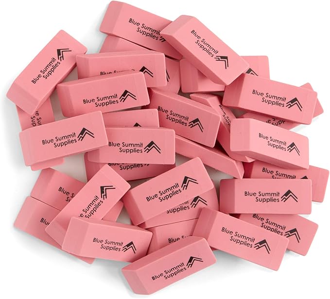 Blue Summit Supplies 100 Pack Pink Erasers Bulk, Pink Pearl Bulk Erasers for Kids, School, and Classroom