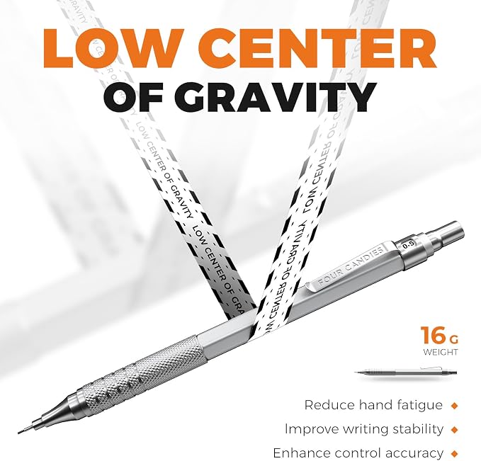 2PCS Metal Mechanical Pencil Set, 0.5mm+0.7mm, Storage Case, Silver | 360PCS HB Lead Refills, 3 Erasers, 9 Eraser Refills, for School Writing, Sketching, Technical Drawing, Art Projects
