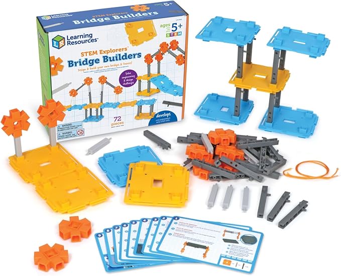 Learning Resources STEM Explorers Bridge Builders - Building Science Toys, Fine Motor Skills, Toddler Explorer Kit, Gifts for Boys and Girls