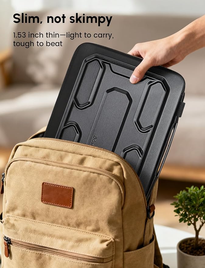 DOMISO 13.3 inch Laptop Sleeve Shoulder Bag Shockproof Waterproof Computer Bag EVA Protective Carrying Case Handbag for 13-13.3" Notebooks/13 MacBook Air/Pro Retina/Dell XPS 13/Samsung/HP, Black