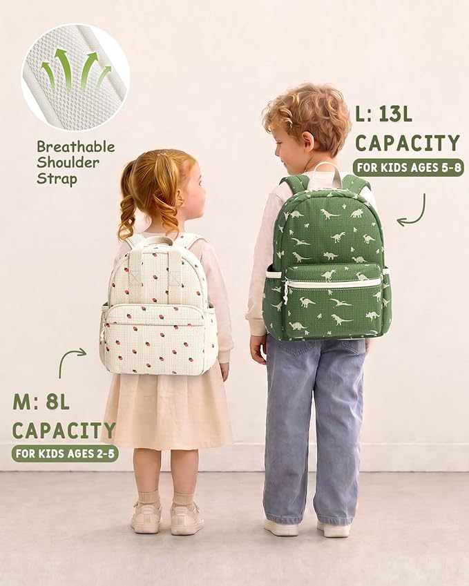 Corduroy Toddler Backpack for Preschool Boys Girls Ages 2-4 | 12 Inch Water-Resistant Small Kids Backpack for School & Travel, Lightweight Daycare Bookbag(Medium,Pink Floral)