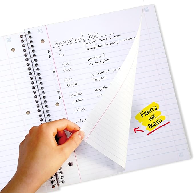 Five Star Spiral Notebook + Study App, 3 Subject, Wide Ruled Paper, 8" x 10-1/2", 150 Sheets, Black (73094)