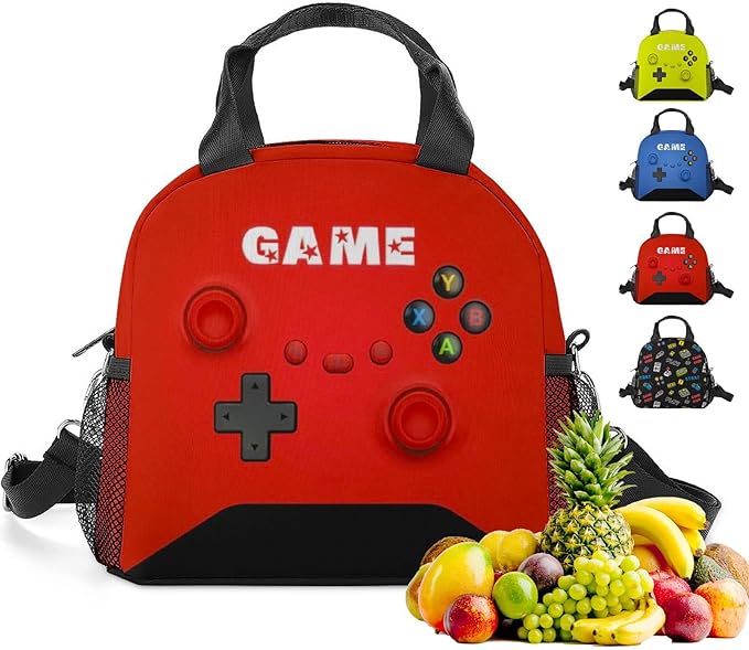 Insulated Lunch Box for Boys Girls, Game Lunch Bag for School Work Office Travel Picnic Hiking Beach, Waterproof Leakproof Portable Fits Most Bento Boxes