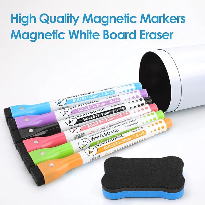 MaxGear 16 X 12 inch Magnetic Dry Erase Whiteboard for Refrigerator, Fridge Whiteboard Sheet Fridge Shopping List Office Notice Board with New Stain Resistant Technology (Include 1 Eraser,6 Markers)