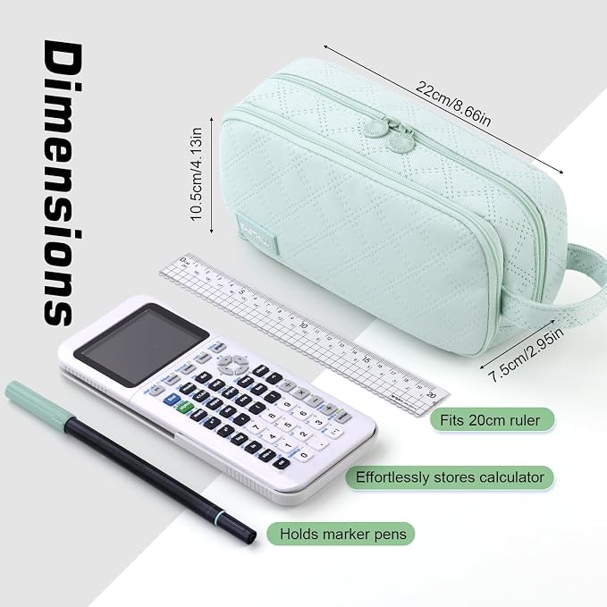 EASTHILL Large Capacity Pencil Case Cute Pencil Pouch with Handle Stationery Pen Bag for Teen Girls-Green
