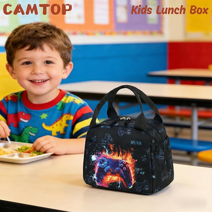 CAMTOP Boys Lunch Box Kids Insulated Lunch Bag Kids Cute Lunchbox for Boys Loncheras Para Niños