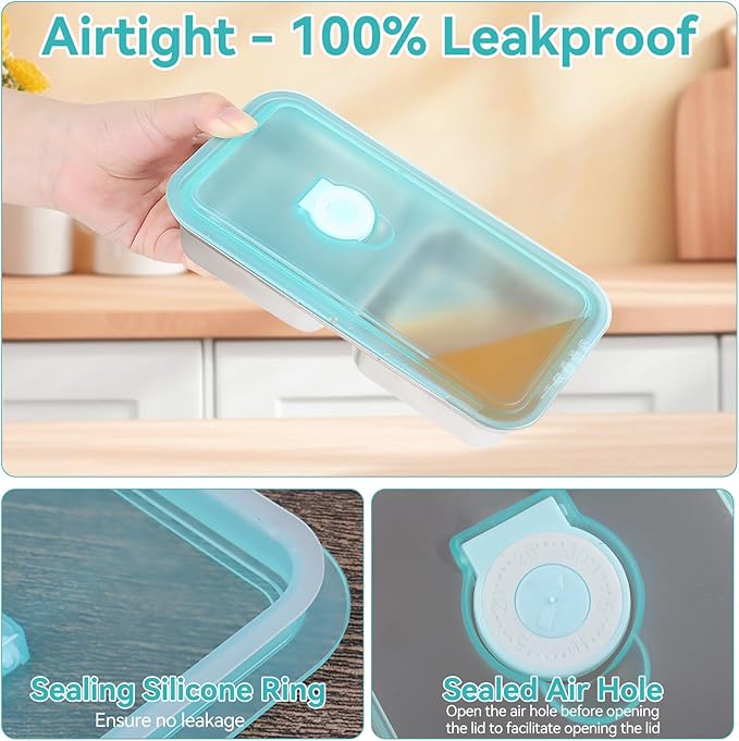 Stainless Steel Snack Containers, 2 Pack Grab and Go Snack Containers Reusable, Double Compartment Food Storage Containers with Lids, Lunch Box Containers for Travel, Outdoor Camping and Daily Use