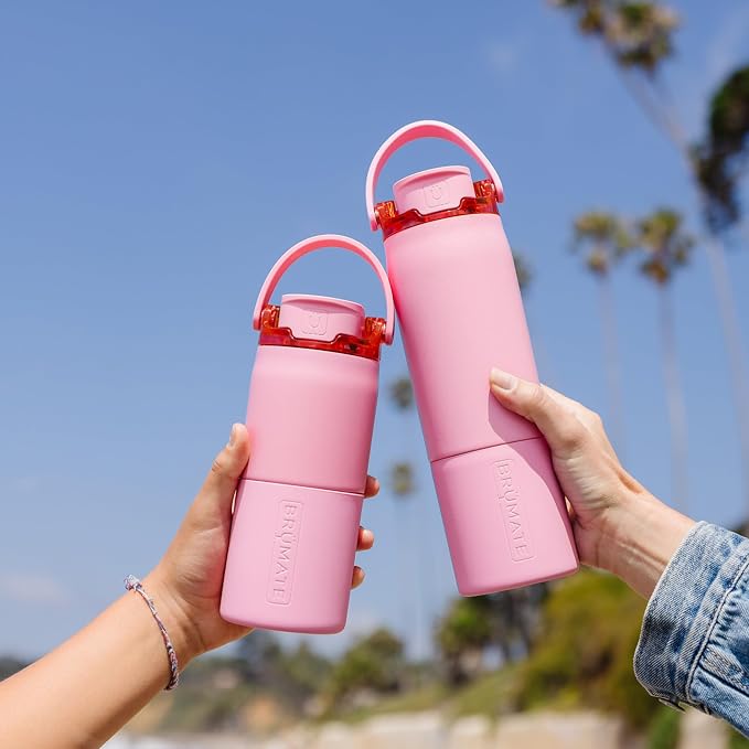 BrüMate Rise 18oz Water Bottle with Covered Silicone Straw | 100% Leakproof Insulated Kids Water Bottle | Cup Holder Friendly Base | 18oz (Primrose)