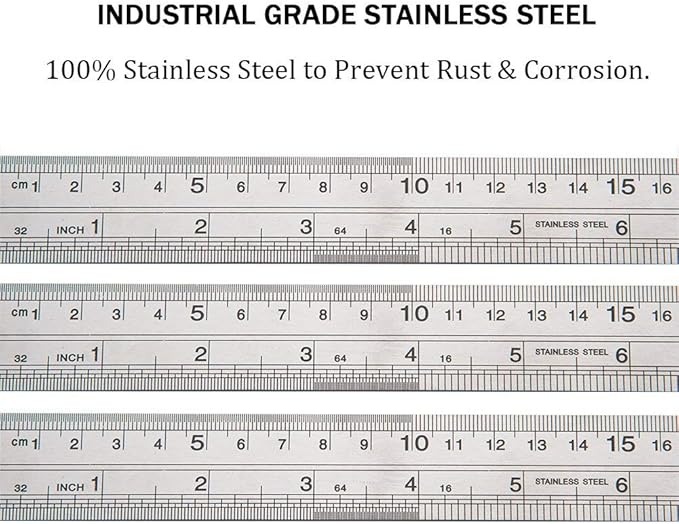 ZZTX Metal Straight Edge Ruler Set - Stainless Steel 12 Inch Rulers - Bulk 2 Pack