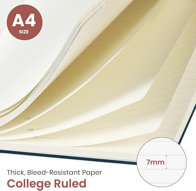 Taja Large Spiral Lined Journal for Women, 8.5" x 11" Notebooks for Work Collge Ruled, A4 Aesthetic Cute Journaling Notebooks for Writing, Plastic Cover, Golden Flutter