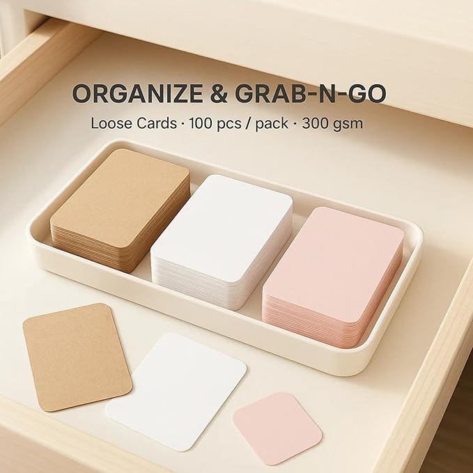 Set, 3.5 x 2 Inches, Kraft Brown White Pink, 100 Count Per Pack, Study Recipe To-Do List Organization Cards (White)