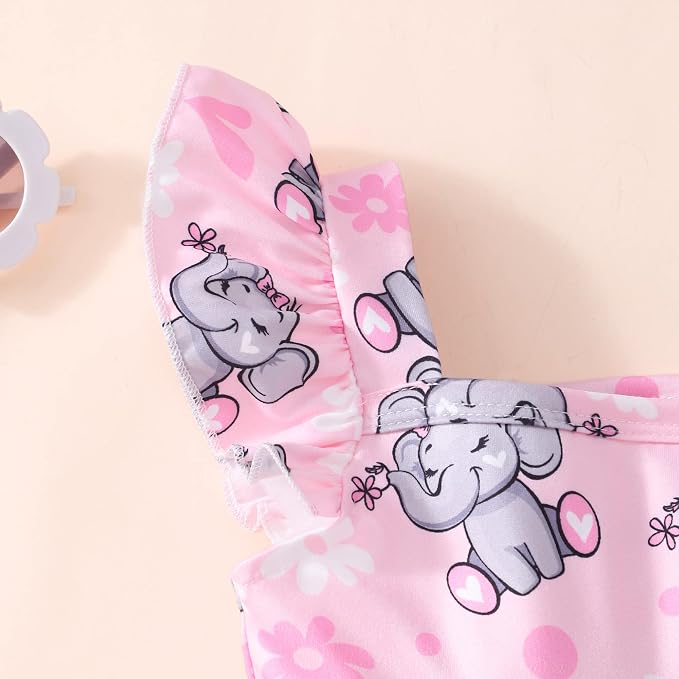 Popshion Girls Dresses Flutter Sleeve Swing Sundress Toddler Summer Clothes Kid Birthday Party Sleeveless Dress 1-8 Years Old
