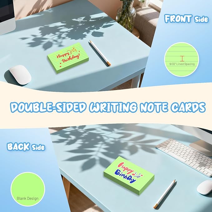 Green Index Cards 3x5, 250 Count Notecards 3x5 Lined, 3 x 5 Index Cards Ruled Flash Cards for Studying, 3 x 5 Index Note Cards Flash Paper Bulk Study Card Index Card for Learning Taking Notes to-Do