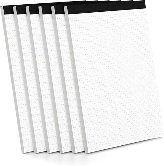 Zaviko Dotted Paper 8.5 x 11, 6 Pack Dot Grid Paper Pad, 30 Sheets Per Pad Dotted Journal Notepad 8.5 x 11, Easy Tear-Off 5x5 Dots Journal Paper Pads for Office, School