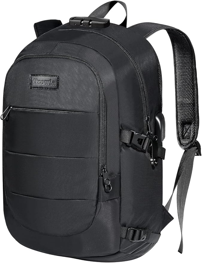 Tzowla 40 Liter Anti Theft Backpack with Giant Tumbler Holder Pocket and Lock,17.3 Inch Laptop Backpack