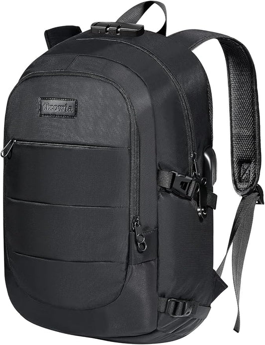Tzowla 40 Liter Anti Theft Backpack with Giant Tumbler Holder Pocket and Lock,17.3 Inch Laptop Backpack