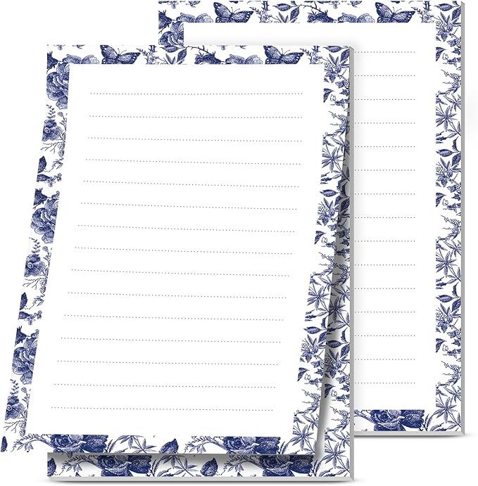 2 Pack Lined Sticky Notes 4x6 in, Cute Self-Stick Notepads with Lines, Large Memo Pads Strong Adhesive for Office, Home Luxury Boho Flowers