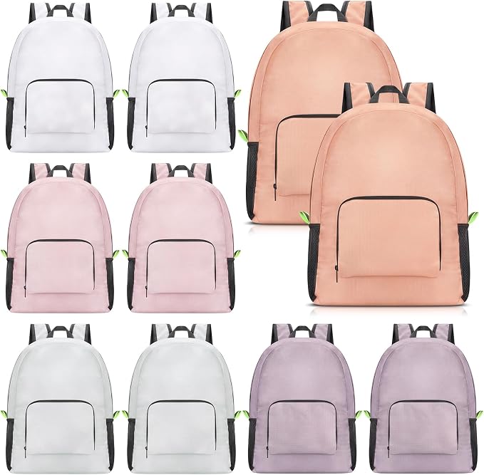 Jexine 10 Pcs Backpacks Bulk 16.5 Inches Lightweight Travel,Soft Neutrals | Basic Book Bags for School Outdoor, Foldable Storage, Ideal Students Adults Commuters, Bulk Backpack Set for Teams
