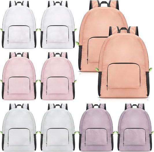 Jexine 10 Pcs Backpacks Bulk 16.5 Inches Lightweight Travel,Soft Neutrals | Basic Book Bags for School Outdoor, Foldable Storage, Ideal Students Adults Commuters, Bulk Backpack Set for Teams