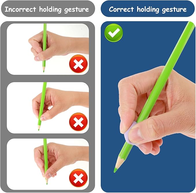 Mabor 20Pcs Pencil Holder for Kids, Pencil Finger Grips, Pencils Grippers for Kids Handwriting Ergonomic Posture Training Writing Aids for Preschooler Toddler Kindergarten