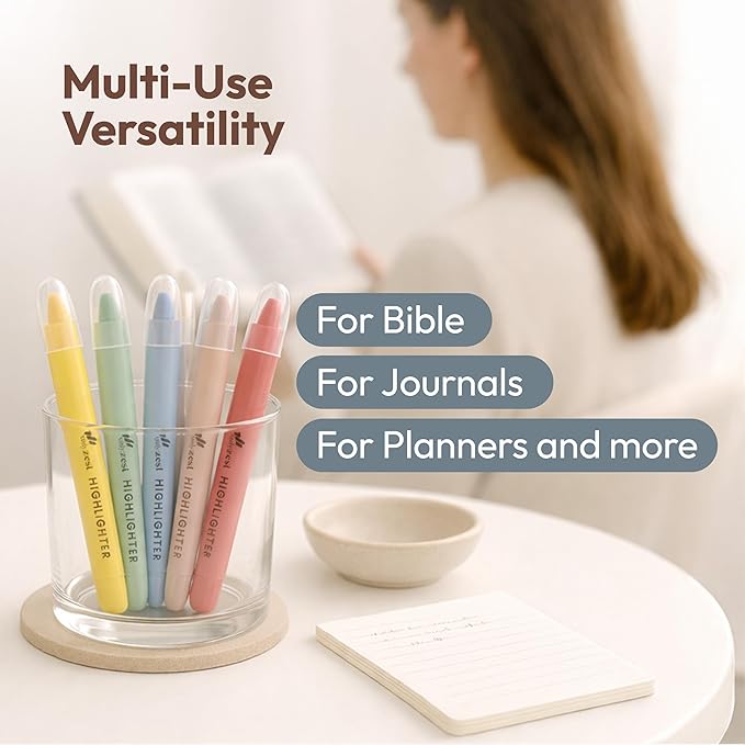 10 Pack Bible Safe Highlighters - Vintage Color, Wax Highlighters No Bleed, Scripture Markers for Journaling, Study Accessories and School Supplies
