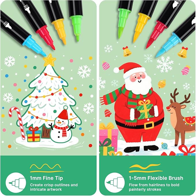 Tongfushop 120 Colors (12 Metallic) Acrylic Paint Marke, Dual Fine & Brush Tip Paint Pens, No Bleed & Quick-Dry with Case for Rock Painting, Canvas, Wood, Ceramic, Glass, Adult & DIY Art Supplies