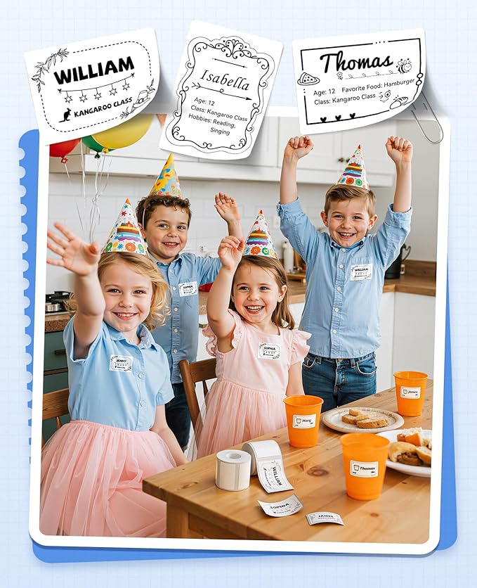 NIIMBOT 3 Rolls Name Tag Stickers for B1 B21 B3S B21Pro Label Maker, Personalized Name Labels for School/Office/Home Storage