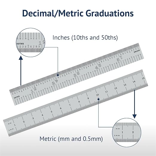 PEC Tools 6"/150mm Metal Ruler