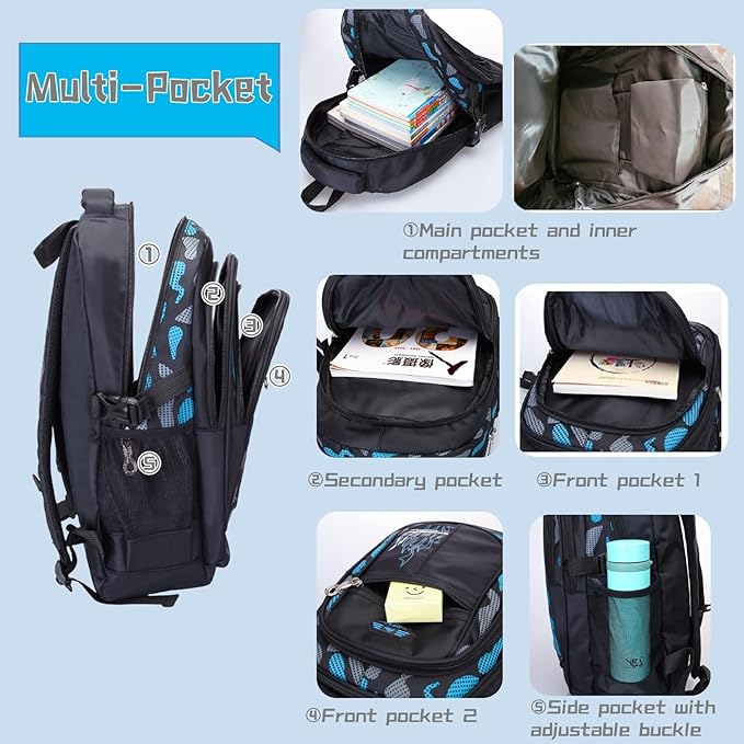 Bansusu Boys Backpack for Kids School Bag, Primary Middle School Backpack for Boys Bookbags