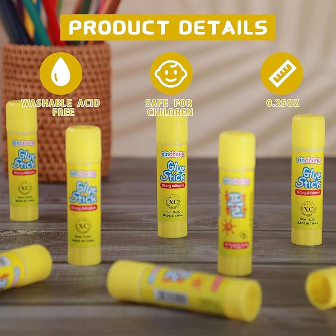Zubebe School White Glue Stick Washable Glue Stick for Crafts Home Classroom Students Teachers Employees Scrapbooking Crafting Supplies(100 Pcs)