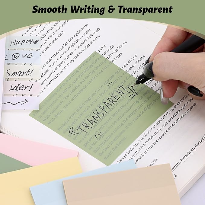 ‎SYMDROMIA Transparent Sticky Notes, 3"x3" Clear Post Translucent Sticky Notes with See Through Self-Adhesive Sticky Pads for Office School College Bible Supplies, 800 Sheets Bohemian