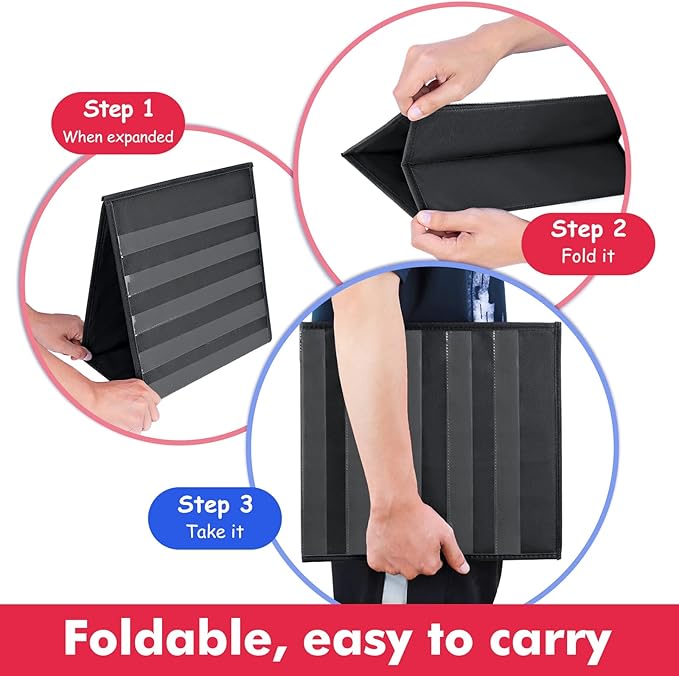 Tabletop Pocket Chart for Classroom or Home,Small Double Sided Stand Pocket Chart – Fits Standard 3” Sentence Strips and Cards (Black)