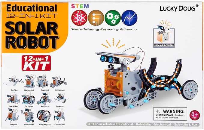 Lucky Doug Solar Power Robot Building Kits Toys for Boys Girls Ages 8-13, STEM Kit Gifts for Kids 8 9 10 11 12 13 Years, DIY Educational Science Building Robotic Set Gifts for Teenagers