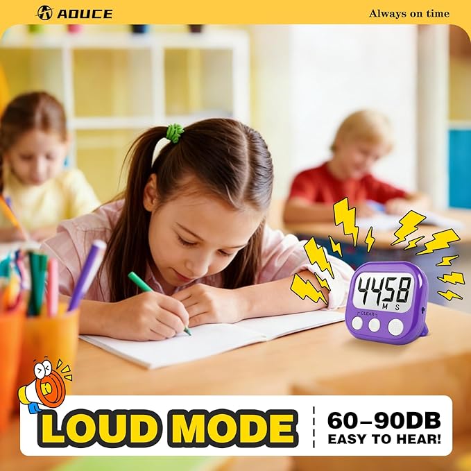 Classroom Timers for Teachers Kids Large Magnetic Digital Timer Teacher Supplies 6 Pack-Pink Purple