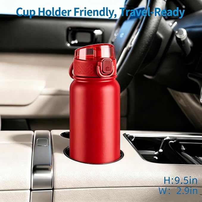 GOPPUS 20 Oz Insulated Stainless Steel Water Bottle BPA-Free Sports Water Bottle, Great for Travel, with Chug Lid - Leak & Sweat Proof with Anti-Dust Lid(Red)