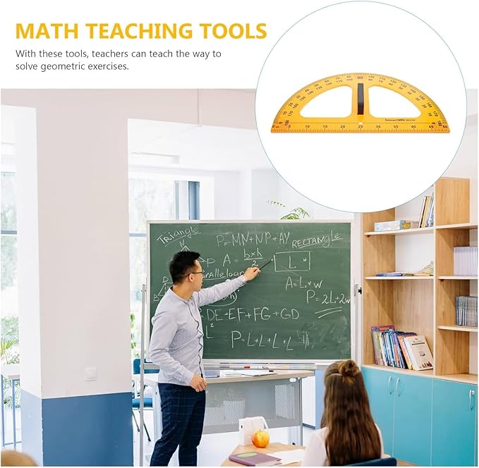 Math Ruler Magnetic Classroom Math Geometry Tool Set Enhances Classroom Learning, Easily Mounts to Blackboard Protractor Measuring Ruler Triangle Ruler (2pc)