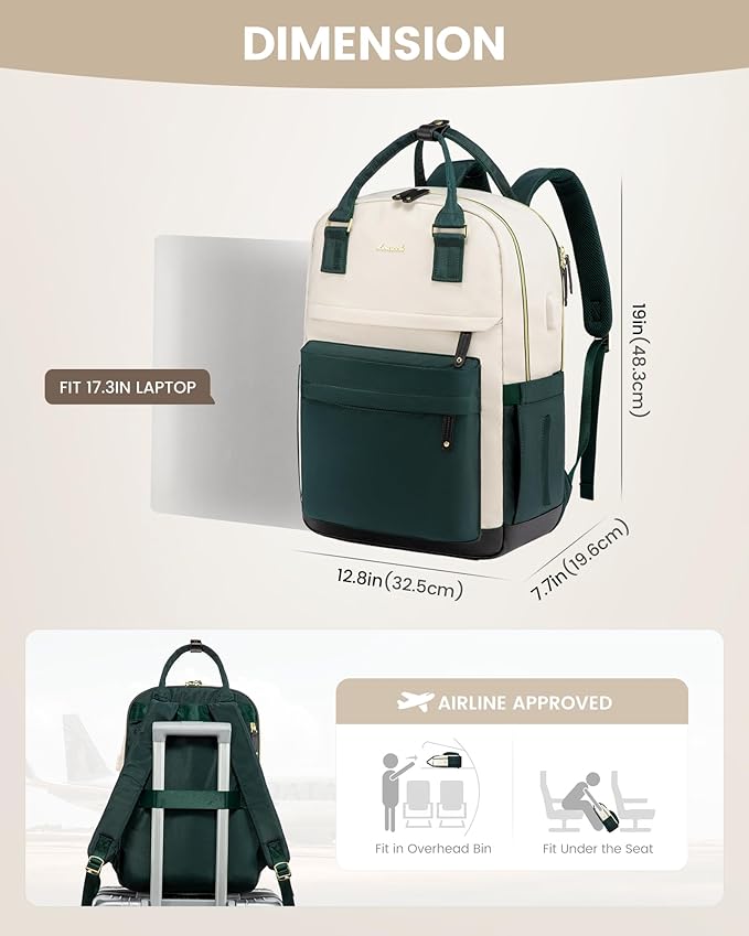 LOVEVOOK Travel Laptop Backpack Women, 17.3 Inch Anti-theft Laptop Bag with USB Port, Fashion Waterproof Computer Backpacks Teacher Nurse Backpack Purse for College School Work