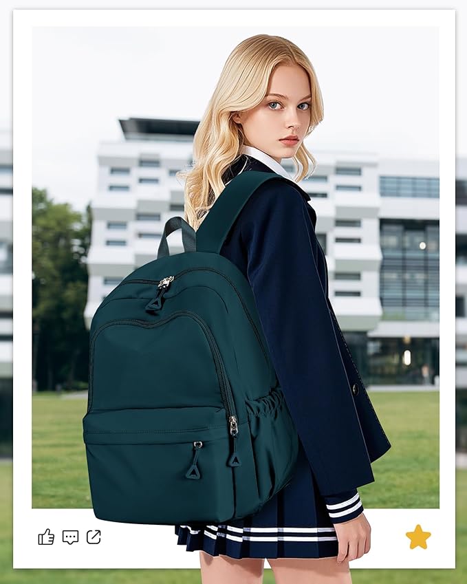 winspansy Backpack for School Teenage Girls Boys,Waterproof Lightweight School Bags Travel Daypack Simple Cute College Backpack Rucksack for Women Men fit 14 Inch Laptop,Peacock Blue