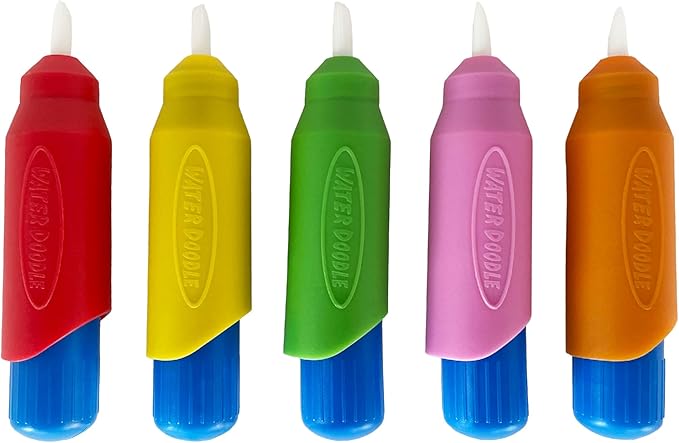 5 Multi-Color Aqua Brushes, Paint with Water Brush Set, Replacement Water Doodle Wow Pens by Kanga Toys for Drawing Books or Magic Mats, for Kids Ages 3+
