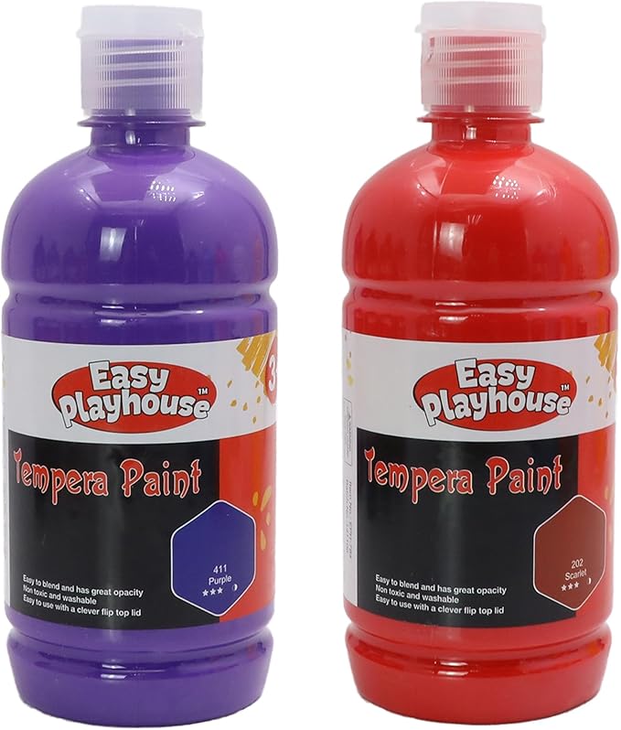 Easy Playhouse 10 Pack 16oz Washable Tempera Paints for Kids, Non-Toxic and Vibrant Colors, Ideal for School Projects, Arts, Crafts, and Creative Activities, Safe Art Supplies Set
