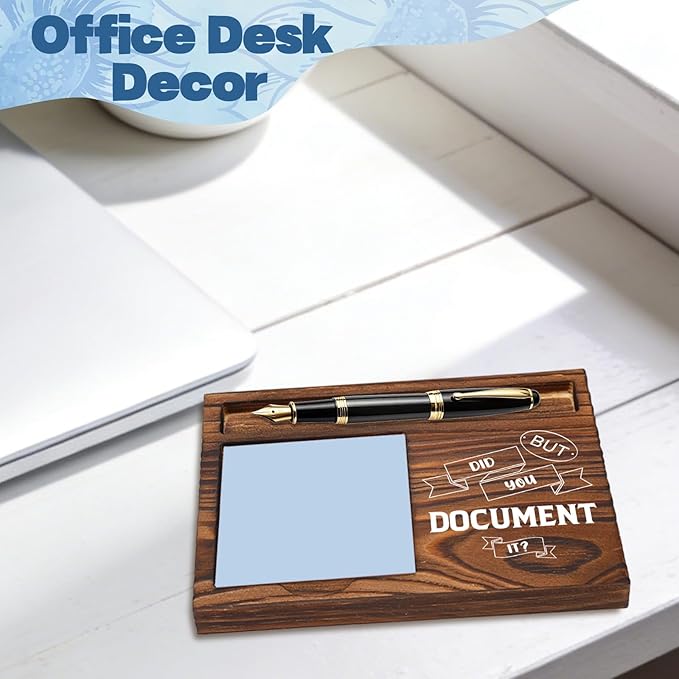 FOUGSTA Funny Office Gifts for Accountant, Gag Office Gifts for Accountant, Gag Desk Decor Gift for Coworker,Wooden Notepad Pen Holder With Funny Quotes,16.5 x 12 x 1.5 cm,XXN12